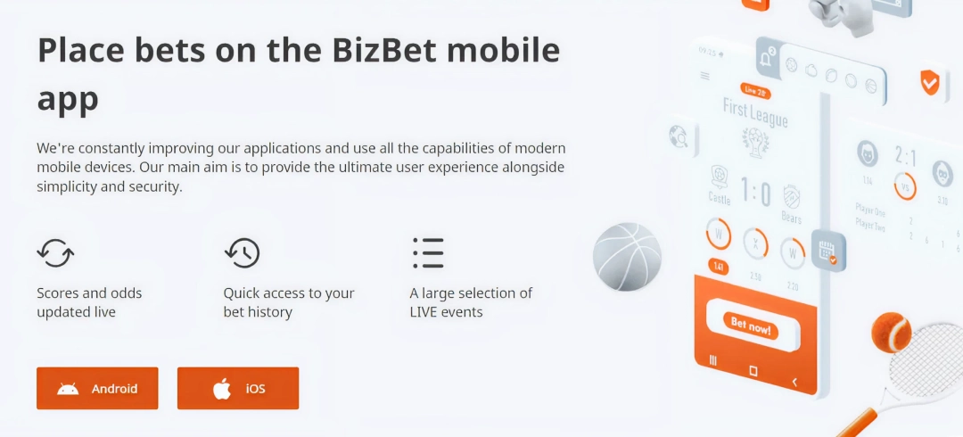 Download official Bizbet app for Android and iOS devices