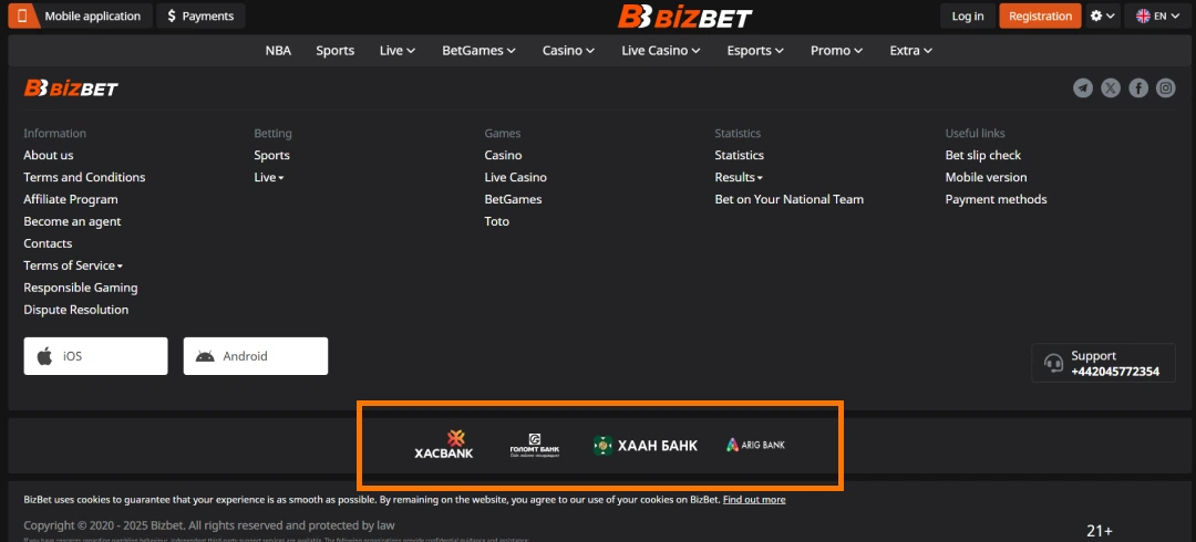 Image of Bizbet Deposit and Withdrawal Options